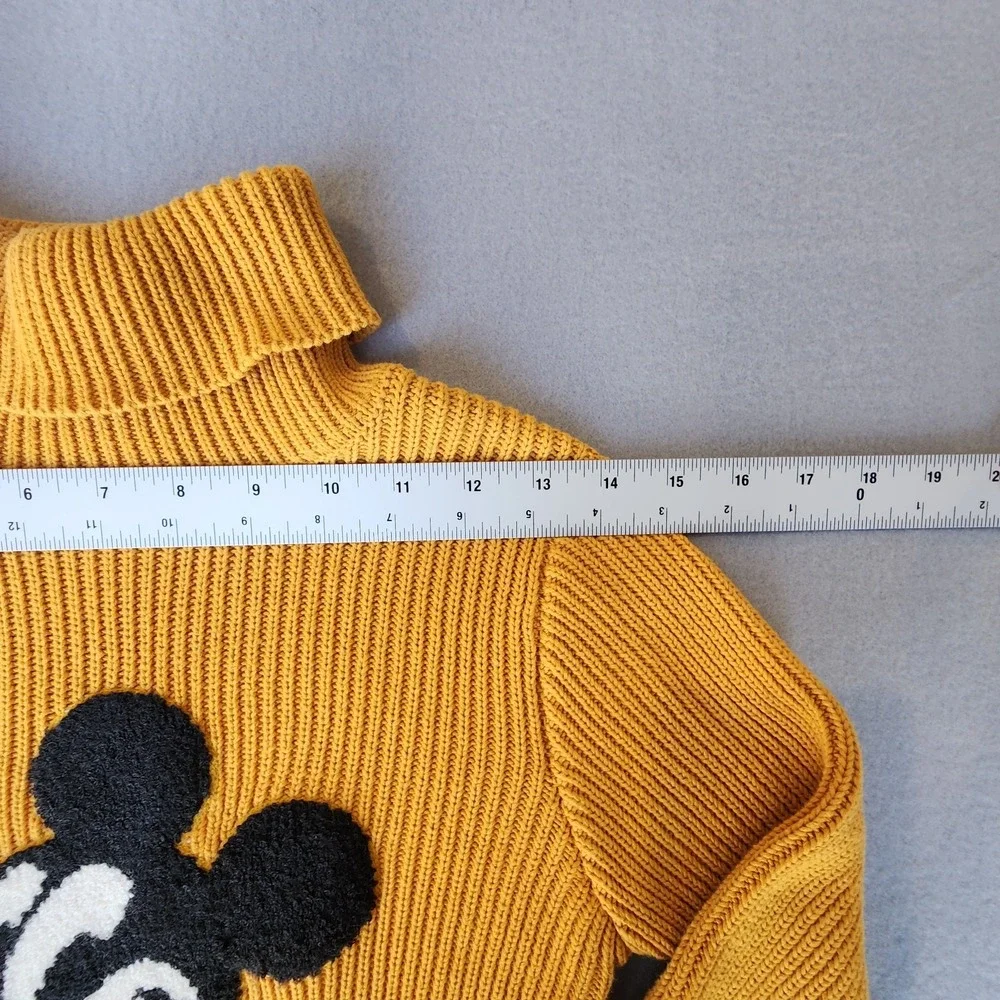 Disney x Forever 21 Mickey Mouse Yellow Crop Ribbed Sweater Turtleneck Sz S - Picture 6 of 8